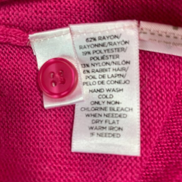 Ann Taylor LOFT Hot Pink & Red/Orange Color-block Cardigan Womens Size Small - Picture 11 of 11